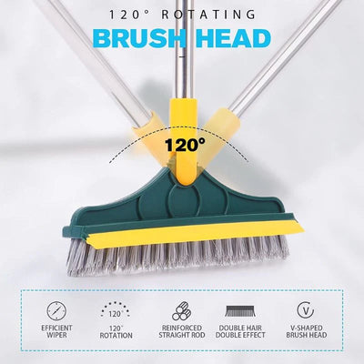 2-in-1 Floor Scrub Brush with Squeegee