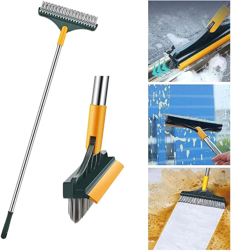 2-in-1 Floor Scrub Brush with Squeegee