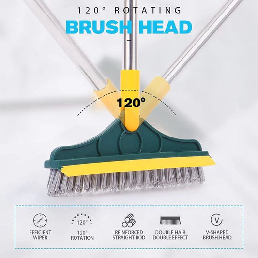2-in-1 Floor Scrub Brush with Squeegee